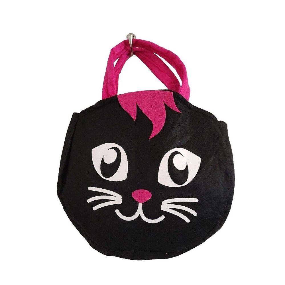 Silly Face Cat Pet Feline Animal Felt Novelty Treat Book Toy Craft Bag Tote Pink